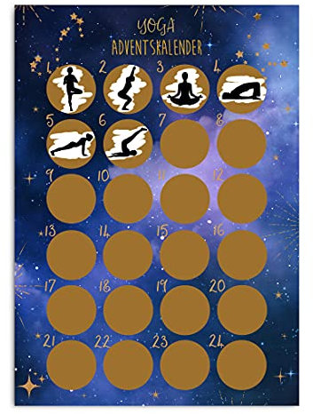 Adventskalender zum Rubbeln A4 Weihnachtskalender (Yoga DUNKEL)