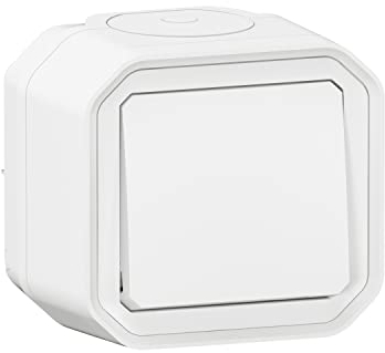 LEGRAND - Interrupteur Mural Etanche Simple ou Va-et-vient 10A Plexo - Commande d'Éclairage Complète Prête à Installer - Pose en Apparent - Fabriqué En France - Blanc