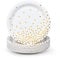 MATICAN Lot de 50 assiettes en carton jetables blanches et dorées, à pois en aluminium, 22,9 cm