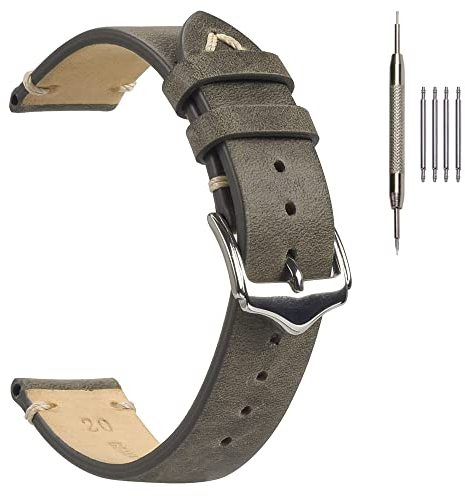 EACHE Uhrenarmband 18mm, Vintage Uhrenarmband Leder Crazy Horse & Öl Wachs Leder Uhrenarmbänder für Herren/Damen (Öliges Taupe)