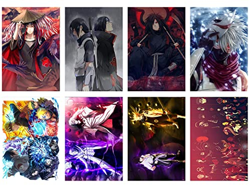 TuYines Naruto Anime Manga Poster Set - 8 Stück Groß, Wandbilder Vintage | Versand Gerollt in Stabilem Umkarton