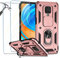NEINEI Funda para Xiaomi Redmi Note 9 Pro/9S con 2 Vidrio Templado,Funda con Protección de la Cámara,Militar Carcasa Caso con Magnético y Soporte Outdoor Proteccion Case Cover,Oro Rosa