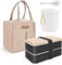 Achort Lunch Box, Boîte Bento Japonaise Hermétique 2 Étages 1200ML avec Couverts avec Tasse à soupe 400ML avec sac à lunch isolé, icro-ondes & Lave-vaisselle, Zéro Déchet, Sans BPA (noir)