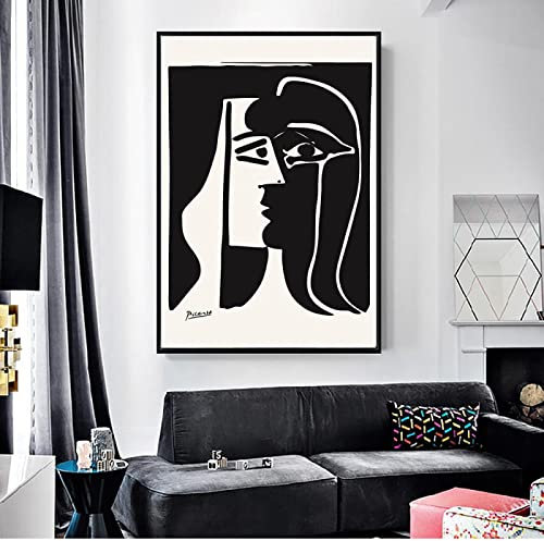 Pablo Picasso Abstrakte Kunst Gemälde an der Wand Kunstposter und Drucke Berühmte Kunstbilder in Schwarzweiß für das Wohnzimmer 90 x 130 cm Rahmenlos