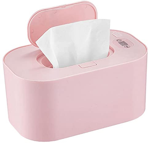 Baby Feuchttuchwärmer Tuchspender Rosa PP | Heizfunktion, Konstante Temperatur, Einhand Öffnung, Große Kapazität, Auto Zuhause Unterwegs