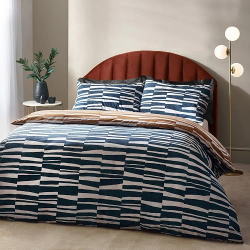 furn. Hoem Piper Cotton Rich Duvet Cover Set - King - Dusk/Bronze