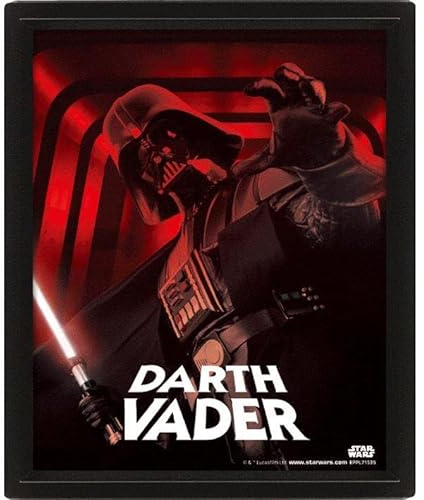 Star Wars Poster in 3D (Darth Vader Design) Linsenraster-Poster im Posterrahmen, 25cm x 20cm x 1,3cm im Boxrahmen, Geschenke für Männer, Frauen, Jungen und Mädchen - Offizielles Merchandise