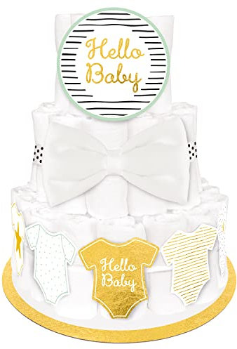 Amscan Kit Décoration Gâteau de Couches Hello Baby 4 Pièces