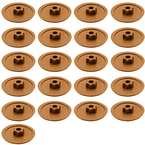 Enkotrade 21 Stück Abdeckkappen für Schrauben Braun, Torx T10, 6-Lobe, Zierkappen zum Abdecken mit Kopflochbohrung, einstecken in Kopf Loch, Schraubenkappen
