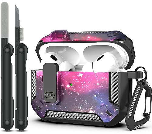 RFUNGUANGO Kompatibel mit Airpod Pro 2 Hülle (2023/2022/2019) mit Reinigungskit, Hartschalen-Schutz Hülle Kompatibel mit Airpods Pro 2./1. Generation (USB-C/Blitzkabel), Sternenhimmel