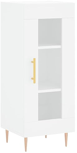 vidaXL Sideboard, Kommode mit viel Stauraum, Beistellschrank Anrichte für Wohnzimmer, Schrank Mehrzweckschrank Glas-Tür, Modern, Weiß Holzwerkstoff