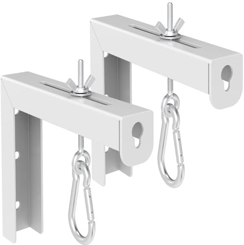 POROHOM Universal Projector Screen L-Bracket Wall Hanging Mount 6 inch Adjustable Extension with Hook Manual, for Wall or Ceiling Mount Home Projector and Movie Screens, 80 Lb Capacity Each(White)