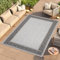 TAPISO Melissa Teppich Outdoor Grau Schwarz Griechisch Flachgewebe Indoor Wohnzimmer Küche Flur Balkon Terrasse Sisal Wetterfest ÖKO-TEX 140 x 200 cm