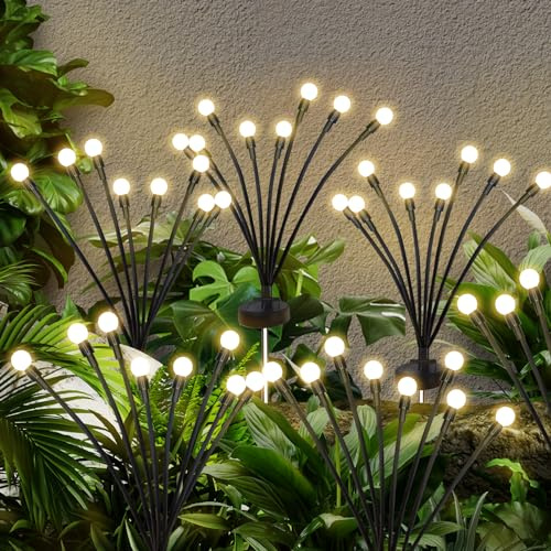 Jsdoin Solar Lights Outdoor Waterproof, Swaying Solar Garden Firefly Decorative Yard,Firefly Garden Lights Outdoor for Path Fence (4pack)