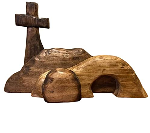 Ostern Auferstehungs Szenen Set Osterkrippe, Ostergrab Set aus Holz, Osterdeko Jesus Krippe Statuen Mit Leerem Grab, Abnehmbares Religiöses Kunsthandwerk, Osterstatuen Dekor, Christliches Dekor