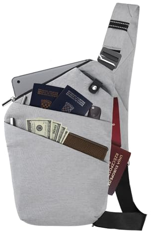 Tibroni Bolso de hombro Crossbody Sling Bag Anti Robo Bandolera Bolso de pecho Bolso de pecho para hombre y mujer para viajes al aire libre Senderismo Joggen