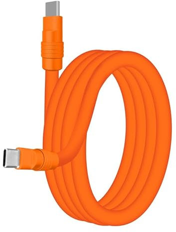 Chubbycable Chubby 2.0 Fast Charging Cable - Durable Soft Silicone USB-C Cable, 240W Extra Thick Phone Charger Cord, Data Transfer, Type-C to Type-C, 9.8 FT, Orange+Orange