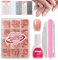 French False Nails Kit, 240Pcs Press On Nails with Stickers, Short Coffin False Nails With Glue Acrylic Fake Nails 12 Sizes Stick On Nails For Women French Tip for Girls (Short Ballerina)
