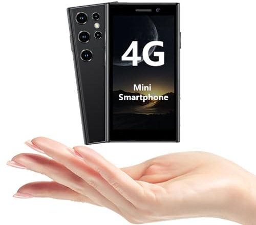ATEVENSE 4G Ultra Mini Smartphone, Pantalla HD de 3,0, Dual SIM, Batería de 2000mAh, Reconocimiento Facial, Pequeño Smartphone Desbloqueado, Teléfono para Niños de Bolsillo Negro