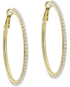 Ted Baker Perla Large Pearl Hoop Earrings For Women (Gold/Pearl)