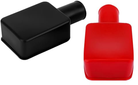 2pcs Battery Terminal Covers Auto, Red & Black Soft Rubber Positive Negative Insulating Stud Covers Flexible Battery Terminal Protective Caps for Car Electric Bikes Trucks