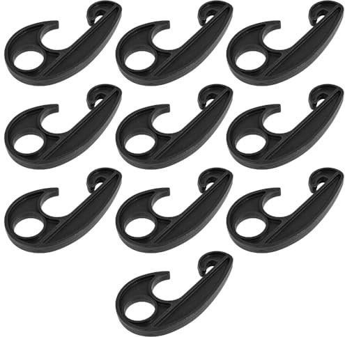 Sarini 10PCS Black Plastic Hook,PVC Car Cover Tarpaulin Rope Hook,Cover Net Hooks for Cargo Net Bungee Net Truck Net Truck Storage Rack 89x52mm