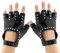 Mikovivi Fingerlose Kunstlederhandschuhe für Herren, Modische Halbfinger-Lederhandschuhe Schwarze Biker-Punk-Handschuhe mit Nieten für Halloween Party Herren Teenager Cosplay Auftritt