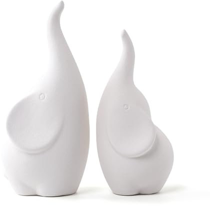LINYTHER Keramik-Elefanten-Figuren mit Stamm, Paar liebevolle Elefantenstatue, kleine Figuren, Skulptur, afrikanische Heimdekoration, Valentinstags-Elefanten, Geschenke für Frauen, Hochzeitskrams