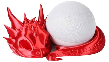 Drachenförmige Halterung, Gedruckter Smart-Lautsprecherhalter, Drachen Ständer für Ecfho Dot 4./5. Generation, Gedruckter Smart-Lautsprecher-Basishalter und Exquisite Desktop-Dekoration(Rot)