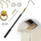 Attic Ladder Pull Down System Kit - Loft Ladder Pole with Hook, 3 Installation Methods Telescopic Loft Hatch Pole Pull-Out Hook Accessories Kit Tools for Home and Hotel