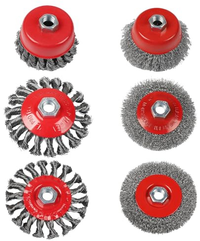 EXLECO 6er Drahtbürste M14 Winkelschleifer 75mm 100mm Flex Topfbürste Set | Edelstahl Zopfbürste Winkelschleifer M14 Stahlbürste Flex Bürste Twist Knot Drahtbürsten Set Kegelbürste Stahldrahtbürste