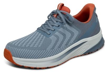 Orthofeet Tilos Orthopädische Herren Slip-On Sneaker, Blau/Orange, 46