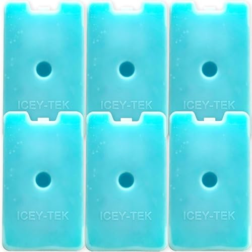 Pack Of 6 Icey-Tek SMALL Gel Ice Packs. For Cool Boxes, Cooler Bags, Commercial, Fishing & Catering. Five Star Rated Company & Products.