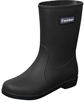 Stivali di gomma da donna a mezza altezza – Scarpe da giardino piatte antiscivolo impermeabili – Scarpe da cucina – tinta unita Slip On – Scarpe corte per attività all'aria aperta, Nero , 37 EU