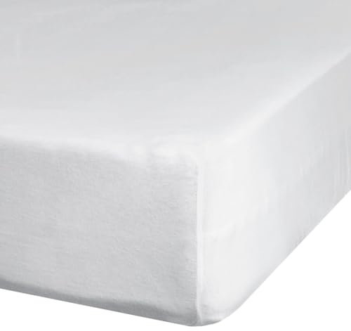 Eurofirany - Spannbettlaken 220x200 - Bettlaken Basic aus Baumwolle, Spannbetttuch mit Gummizug, Widerstandsfähig - für Dicke Matratzen 30 cm Tiefe Tasche - Viele Farben, Weiß