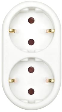 Enchufe de pared - doble frontal con toma de tierra, color blanco, ideal para facilitar la conexión de dispositivos eléctricos en cualquier espacio.* #*