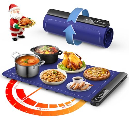 Warming Mat for Food,24x15Inch Warming Trays with 4 Temperature Levels 10 Seconds Heating Tech,Silicone Electric Warmer for Parties Buffet,Dining and Hosting
