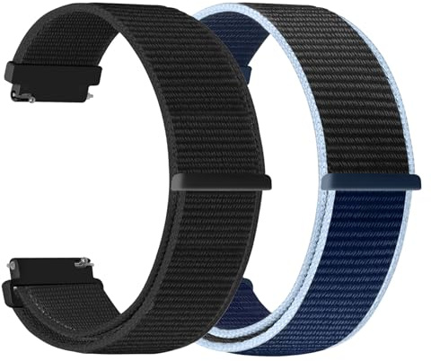 2 Piezas Correas de Nailon de 22mm Compatibles con Amazfit Bip 6/Bip 5, Amazfit GTR 4/3/2, Correas de Liberación Rápida para Garmin Venu 3/2/Vivoactive 4 45mm, Redmi Watch 5 Active/Lite