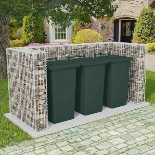 Générique Cadre de Gabion de Poubelle Triple Acier 250 x 100 x 120 cm, Maison & Jardin, Produits ménagers, Accessoires pour conteneurs à déchets, Cache-conteneurs à déchets, Argent, (Poids 40KG)