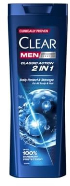 Clear Men Classic Action 2-in-1 Anti-Dandruff Shampoo & Conditioner for Men, 360 ml – Daily Scalp Care with Anti-Flake Protection and Conditioning Formula for All Hair Types PACK OF 3