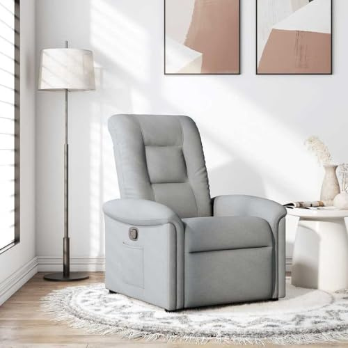 Tonture Relaxsessel Hellgrau Stoff, manueller Liegefunktion, bequemer TV-Sessel für Wohnzimmer, Schlafzimmer, Leseecke, Polstersessel mit Seitentasche, stabil, 110 kg belastbar