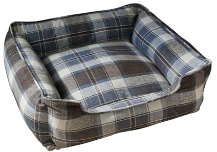 Loberon Bett für Haustiere Creswyn - Waschbarer Bezug - rutschfest - Schlafplatz - Haustierkollektion - Wolle - Polyester, blau