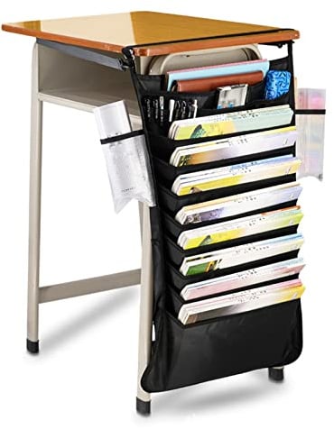 Phefop Organizer Laterale da Scrivania Borsa da Appendere, Espositore per Libri e Portaoggetti Portaoggetti in Tessuto Oxford con Corda Antiscivolo e Gancio, Organizer Laterale da Scrivania
