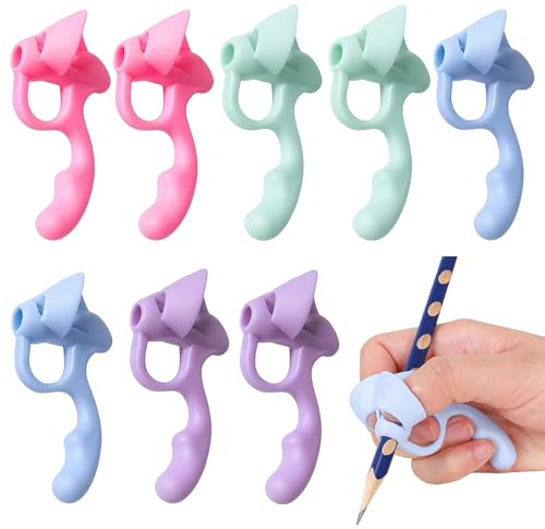 EnixwH 8 Piezas Adaptador Lapiz Para Niños Protector Dedo Lápiz | Herramienta de Corrección Postura de Escritura para Aprendizaje Niños Adultos Zurdos Diestros Regalos Vuelta al Cole
