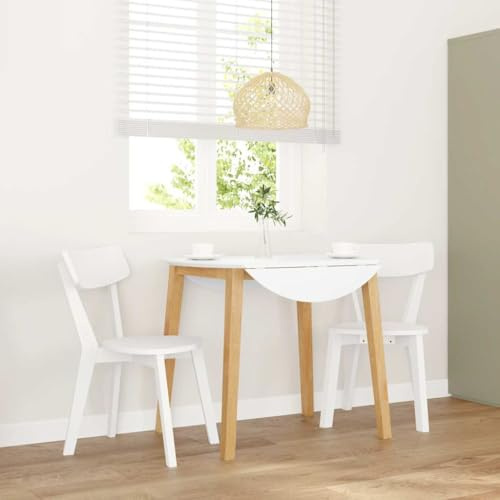 Hoopleep Esszimmerstühle 2er Set, Weiß, Massivholz Gummibaum, robust, ergonomisch, für Küche und Wohnzimmer, Moderne Holzstühle mit Rückenlehne