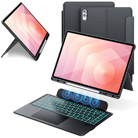 WERNURPAI Funda con teclado táctil para Samsung Galaxy Tab S11 Ultra de 14.6 pulgadas 2025-7 colores retroiluminados, teclado magnético desmontable, funda tipo libro para tablet S11 Ultra con soporte