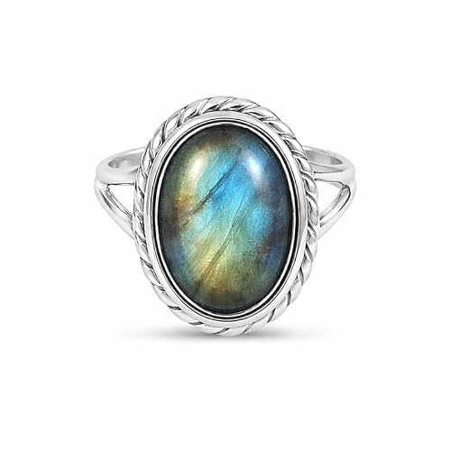 Meadows 925 Sterling Silber Ring, ovaler Edelsteinring, handgefertigter minimalistischer Schmuck, Geschenk für Damen R-1879
