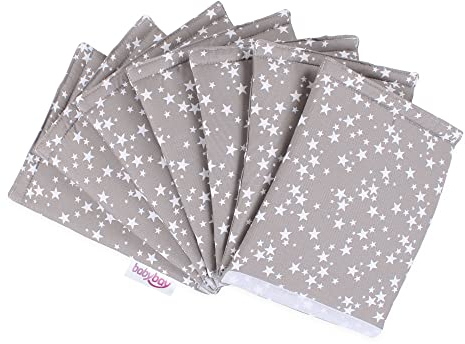 babybay Nestchen Ultrafresh Piqué passend für Modell Maxi, Boxspring, Comfort, Mini und Midi, taupe Sterne weiß