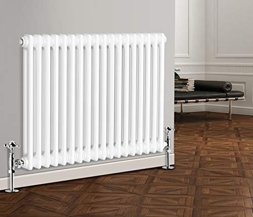 NRG 600 X 830 mm Gloss White Horizontal Cast Iron Radiator Double Panel
