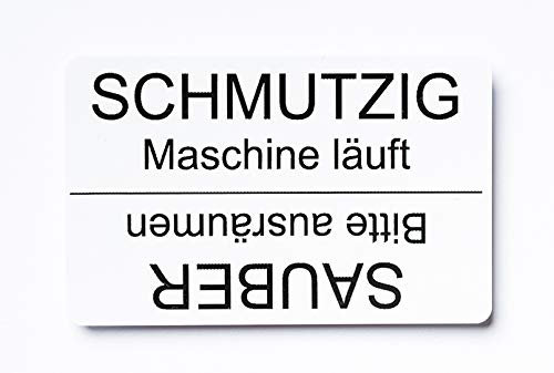 Schild für Spülmaschine 8,6 cm x 5,4 cm Sauber Bitte ausräumen Schmutzig Maschine läuft Magnetschild Küche Haus Wohnung Büro Firma Praxis Zubehör (weiß)